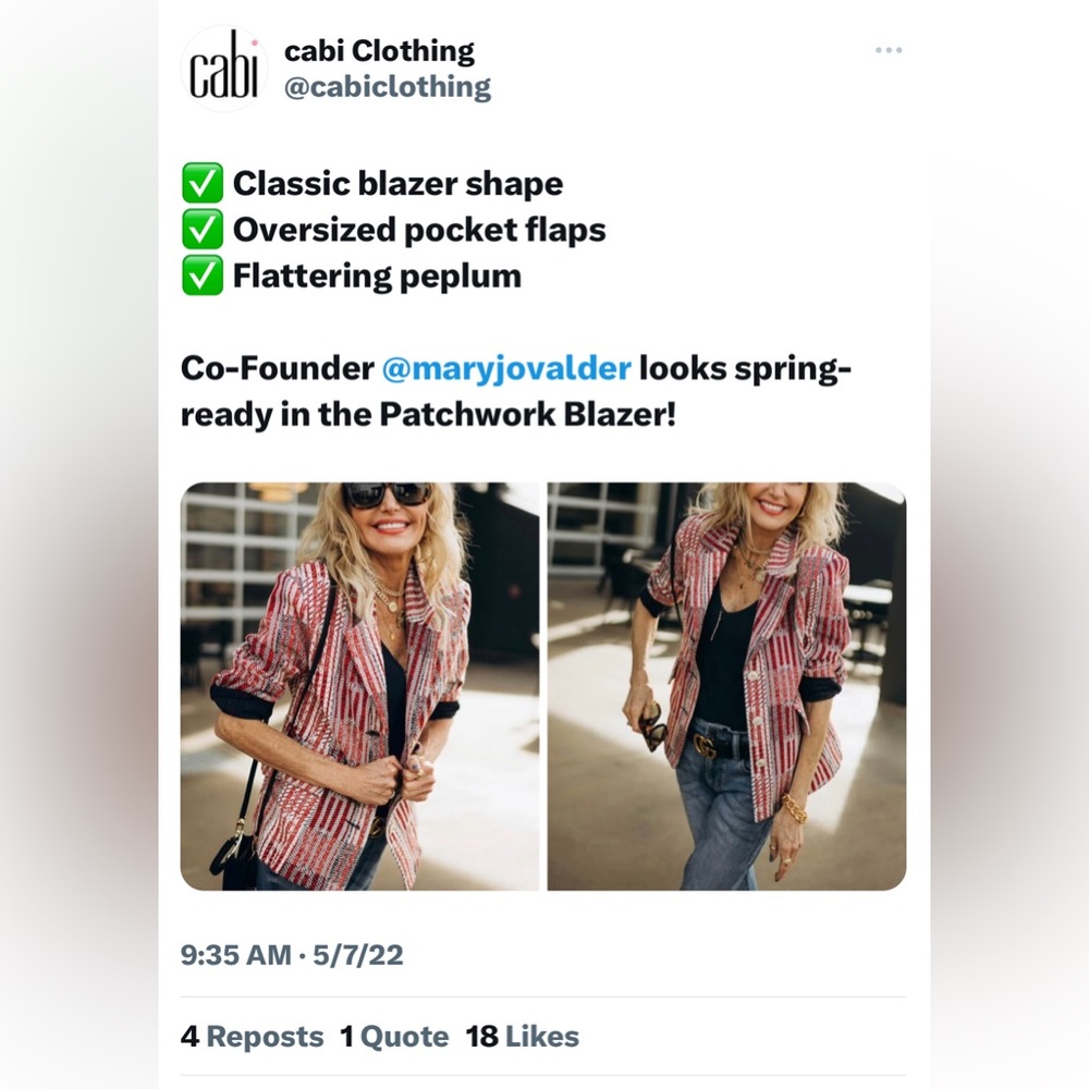 Cabi Red Patchwork Nautical Blazer Jacket Style 6… - image 3